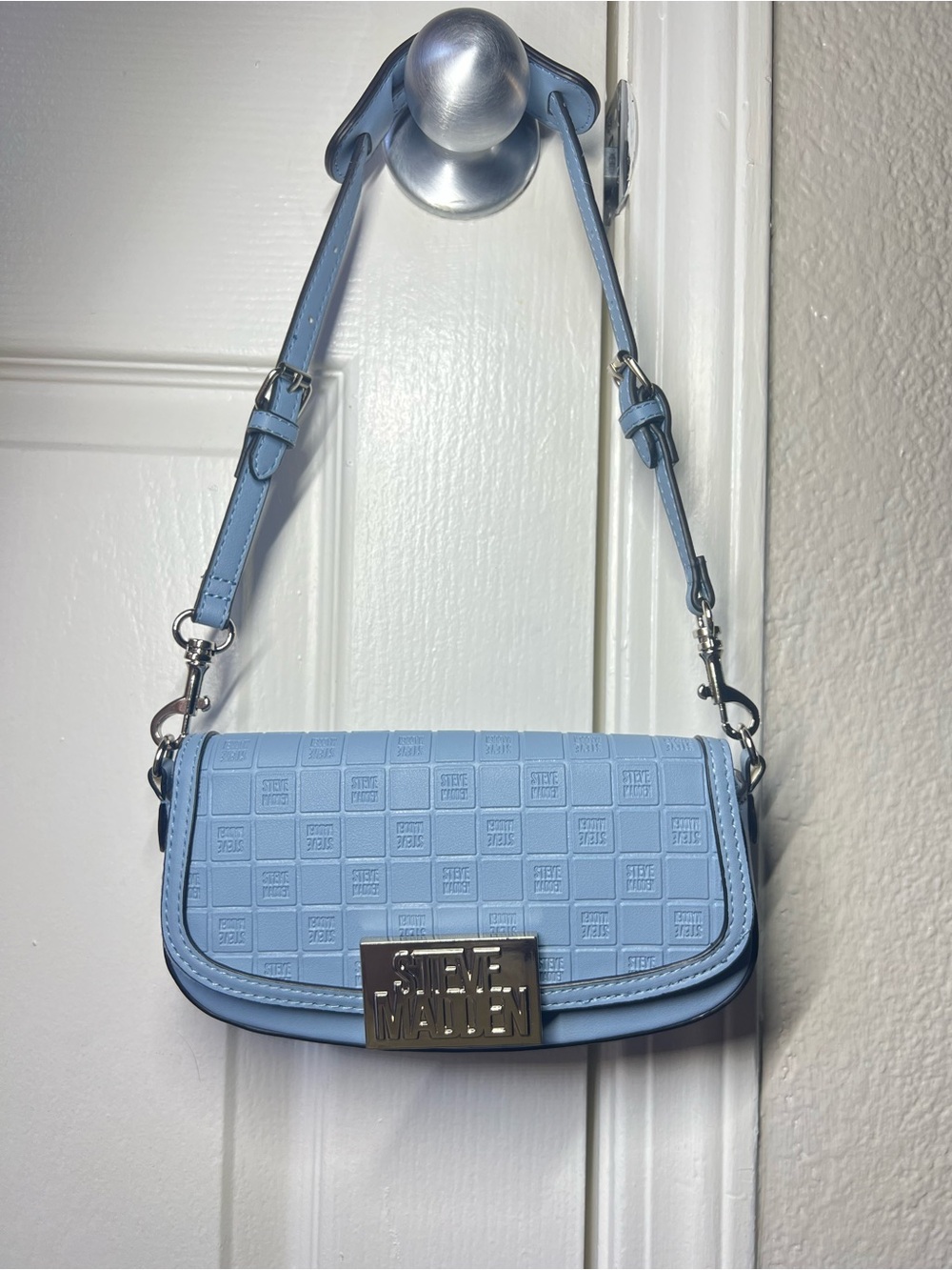 Steve Madden Pastel Blue Crossbody Bag with Logo Plate
